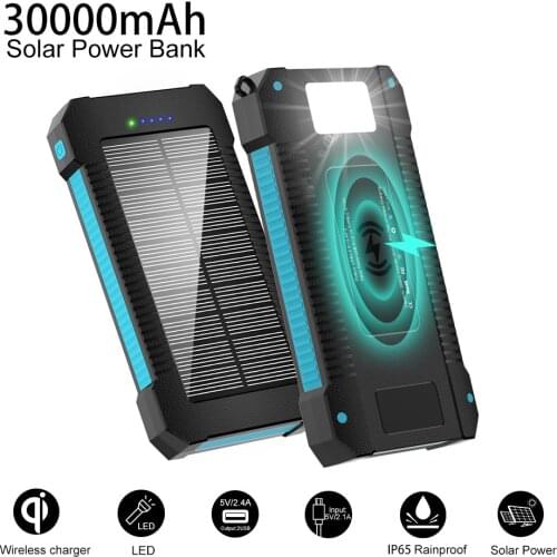 Camping Lamp Solar Charger Wireless Charging Large Capacity Mobile Power 30000 Ma Flashlight