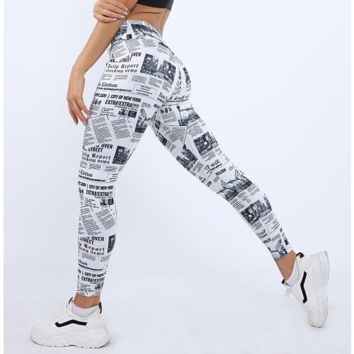 GYMQUASAR Newspaper Women Seamless Yoga Pants Push Up Leggings Fitness Gym Sport Running Yoga High Waist Energy Workout Leggings
