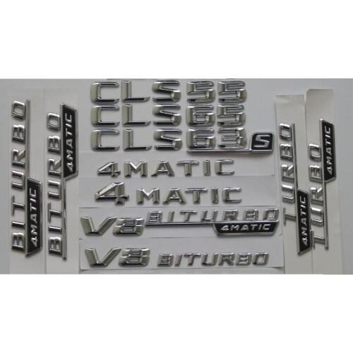 Chrome Plastic Car Trunk Rear Letters Badge Emblem Emblems Sticker for Mercedes Benz CLS55 CLS63 CLS63s AMG 4MATIC