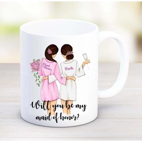 Customized any text language Team bride Bridesmaid hen party Anniversary gifts wedding favors personalized ceramic cup gift