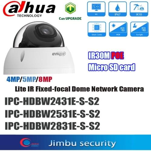 Dahua IPC-HDBW2431E-S-S2 4MP POE Mini Dome IP Camera IR30 starlight H.265 WDR Upgraded version of IPC-HDBW1431E