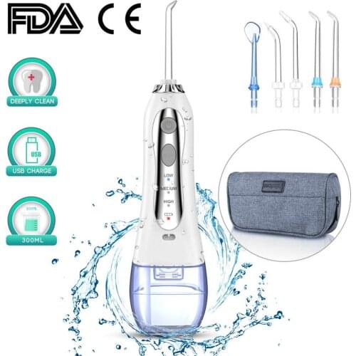 3 Modes Oral Irrigator USB Rechargeable Water Floss Portable Dental Water Flosser Jet 300ml Irrigator Dental Teeth Cleaner+5 Jet