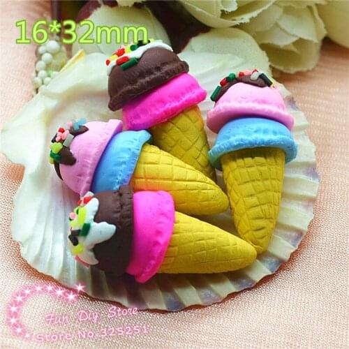 Polymer clay kawaii ice cream cone cabochon 10pcs/lot 16*23mm BM859