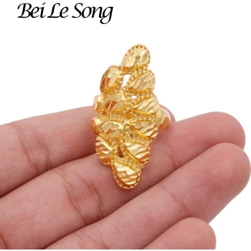 Rings for women wedding new 24K gold color ring girls wedding Couple resizable rings jewelry Dubai African wife gifts jewellery