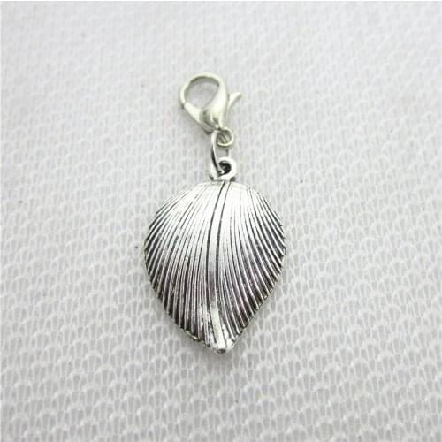 20pcs/lot Hot selling silver leaf charms dangle charms hanging lobster clasp floating charms Diy jewelry accessories