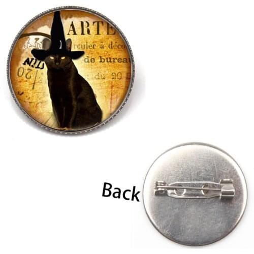 Fashion Retro Cute Cartoon Cat Brooch Glamour Glass Dome Crystal Comic Pet Badge Female Party Dress Gift Festival Souvenir Man