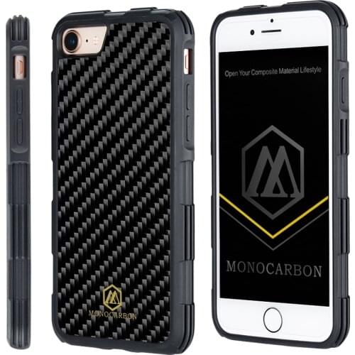 MONOCARBON Shockproof Carbon Fiber Case for iPhone 7 8 7 Plus 8 Plus - Full Sides Protection Drop Tested