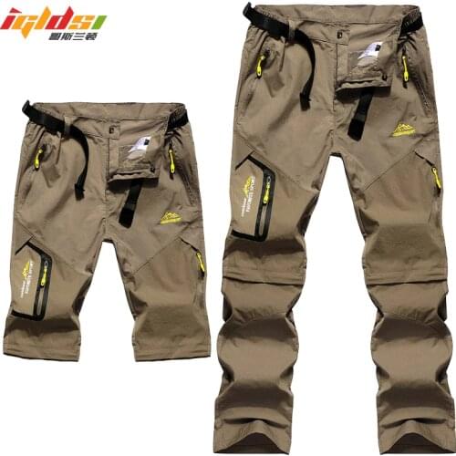 Mens Stretch Quick Dry Cargo Pants Removable Breathable Pants Womens OutdoorHiking Trekking Tactical Pants Long Trousers 6XL