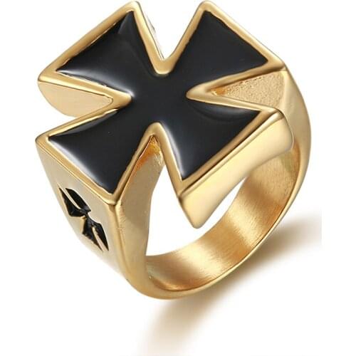 Double Cross Ring Size 7 -14 Wholesale Stainless Steel Maltese Iron Biker Mens Fashion Jewelery