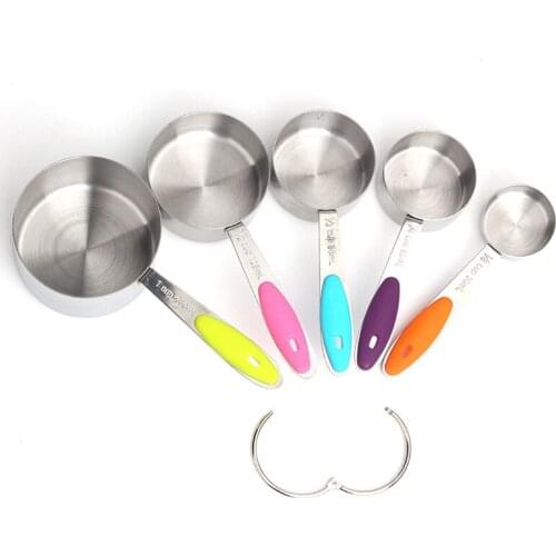 5-piece Set Measuring Cup with Stainless Steel Handle, Silicone Insulation, Multi-purpose Cup, Measuring Cup, Baking Accessories