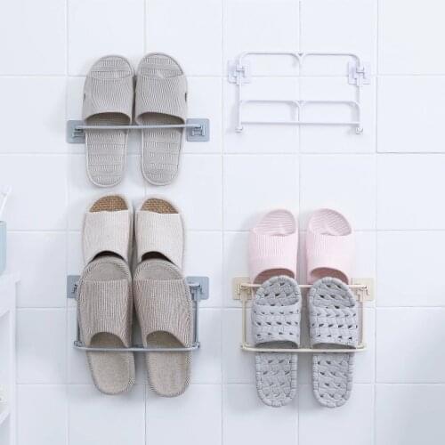 Wall Mounted Shoe Rack Foldable Shoes Hanger Slippers Drain Storage Rack Shelf Shoe Hanging Holder Bathroom Organizer