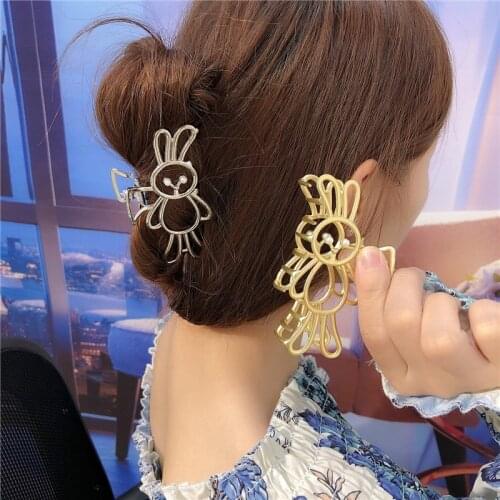 Fresh And Cute Cartoon Rabbit Hairpin Alloy Big Catch Clip Girl Cute Rabbit Ears Catch Clip