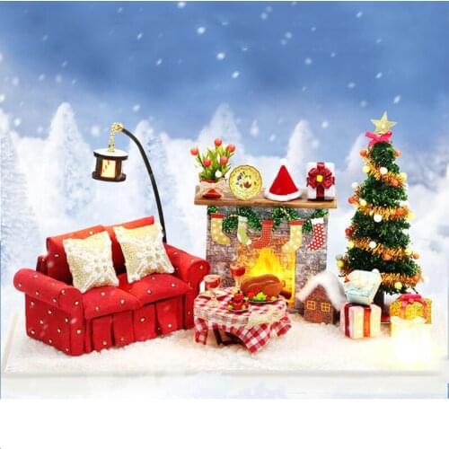 New Diy Christmas Creative Doll House Furniture Miniature 3D Wooden Dollhouse Toys For Children Birthday Gifts Best wholesale