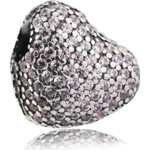 Pave Open My Heart Charm Woman DIY Popular Jewelry Fits original 925 Silver Bracelet & Bangle Silver Beads For Jewelry Making