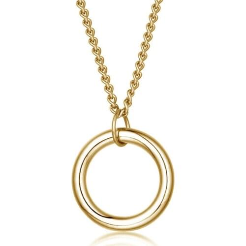 316L Stainless Steel Necklace Retro Hip Hop 9MM Circle Pendant Titanium Steel Chain Necklace No Fade