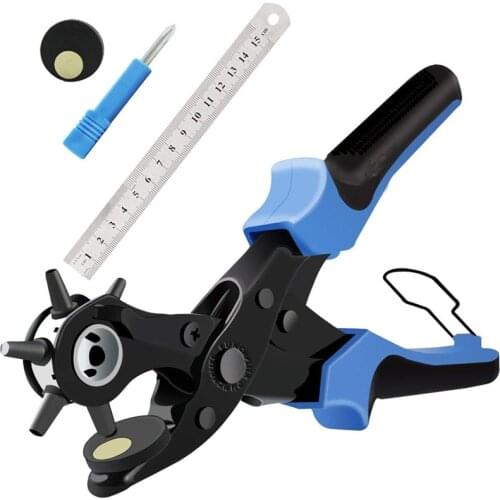 New 6 Holes Punch Plier Hole Punching Machine Round Hole Perforator Tool Make Hole Puncher For Watchband Cards Leather Belt