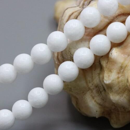 Grilled white stone 8mm loose beads 15 inches, suitable beautiful girls make jewelry design bracelet necklace