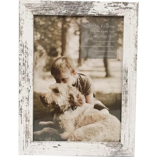 Picture Frames Rustic Distressed White Wood Pattern High Definition Glass For Desktop Display Home Decor Valentines Day Gift