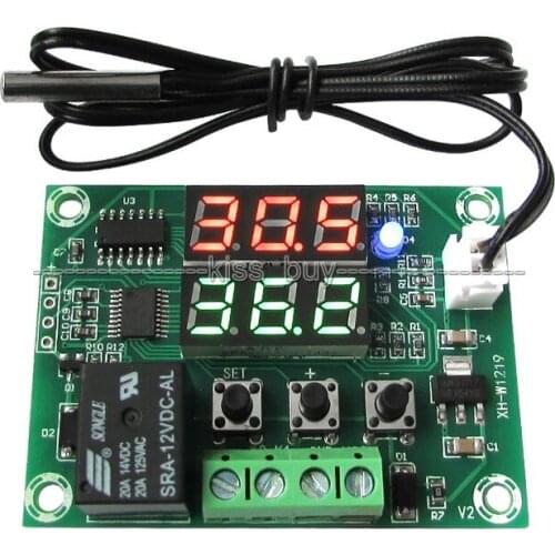 Dc 12v Relay Dual displa LED digital thermostat Temperature control switch sensor 10A max