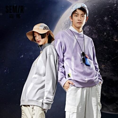 SEMIR Sweatshirt Men Spring 2021 New Handsome Couple Hoodies Round Neck Personalized Printing Hoodie MenS Ins