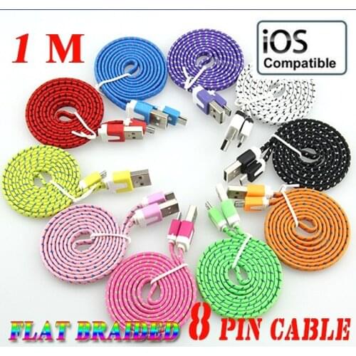 1M 3Ft USB Cable For iPhone Certified Data Fast Charging Cable Nylon 8pin Lighting Cable for iPhone X 8 7 iPad iPod 500pcs/lot