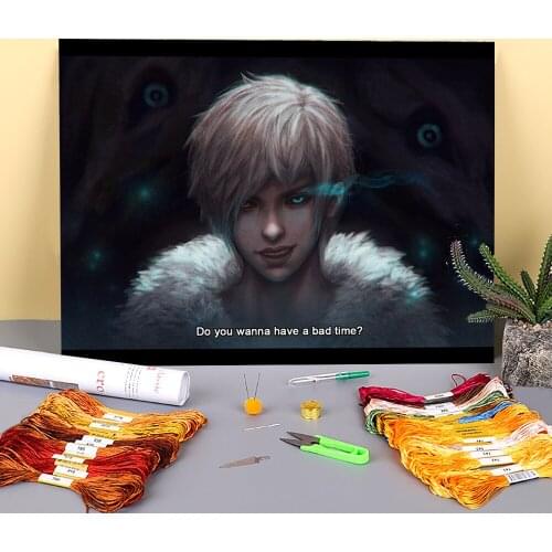 Cartoon Girl Woman Printed 11CT Cross Stitch Patterns Embroidery DMC Threads Knitting Handiwork Hobby Sewing Mulina Promotions