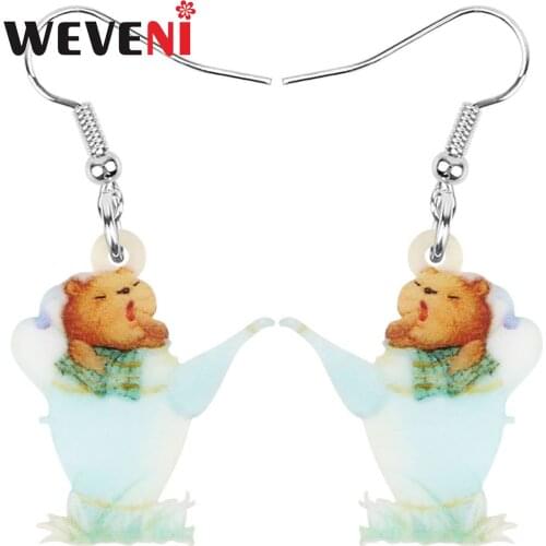 WEVENI Acrylic Teapot Kat Earrings Lightweight Kitten Pet Animal Dangle Drop Jewelry For Women Girls Teens Funny Gift Decoration