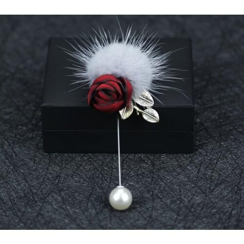 I-Remiel Original Design Mink Fur Women Luxury Flower Brooch Female Brooches Pins Coat Suit Cardigan Dress Jewelry Accessories
