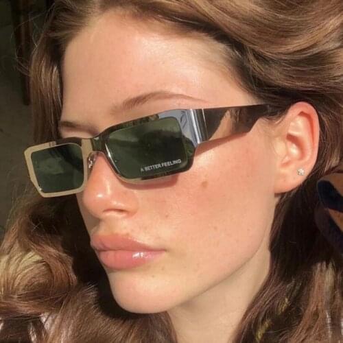 Retro Metal Steampunk Rectangle Sunglasses Women 2021 Brand Design Rectangular Chunky Frame Punk Sun Glasses Shades Female UV400