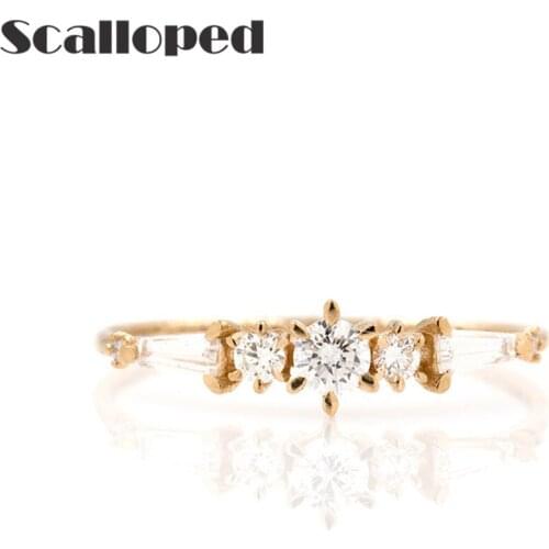 SCALLOPED European Vintage Stacking Zircon Rings For Women 2020 New Trendy Stardust Rectangle Wedding Jewelry Anillos