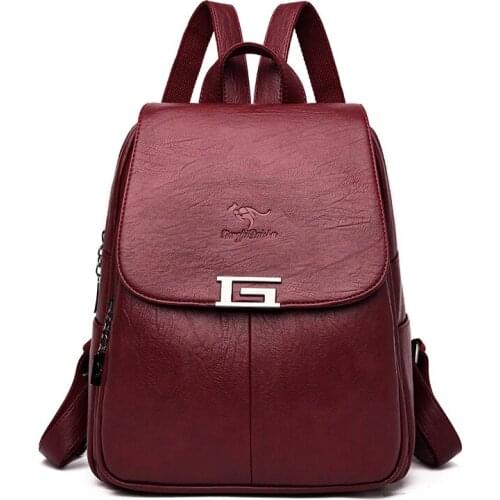 2021 Ladies Back Pack New Brand Women Leather Backpacks Female Vintage Backpack for Girls School Bag Travel Bagpack
