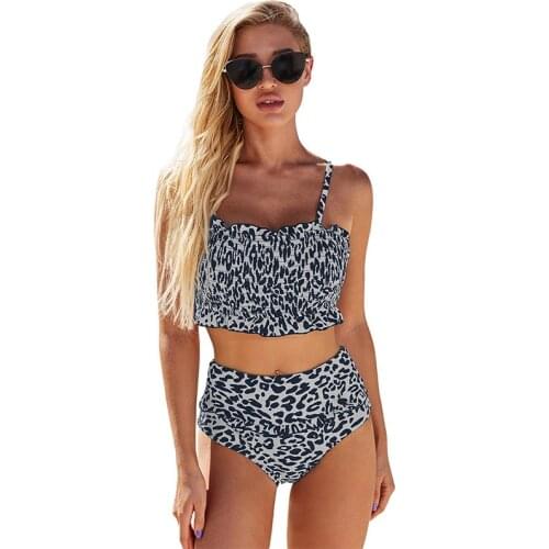 Womens Summer Sexy Bikini Outdoor Vacation Cool Print High Waist Bikini Swimsuit Sleeveless Suspenders Beach Dress Binkin