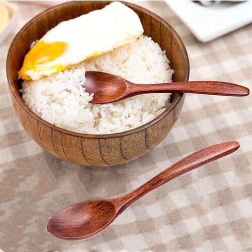 1pc 18cm Natural Wooden Spoon Tea Honey Coffee Dining Cooking Mixing Soup Spoons Eco-Friendly Home Kitchen Wooden Tableware