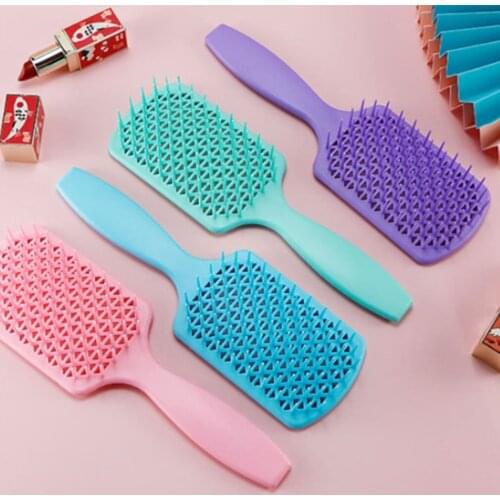 1pc Portable Mesh Hollow Comb Hair Styling Smooth Hair Care Large Bending Comb 5 Color Random