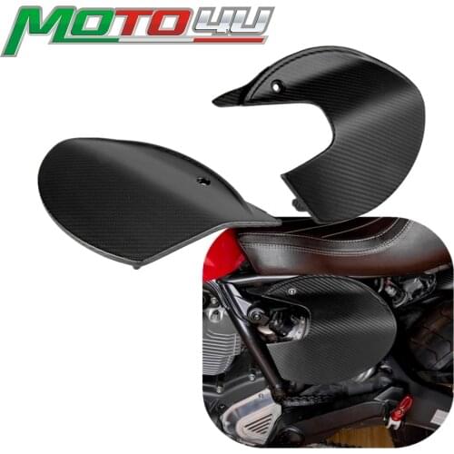 New Carbon Fiber Matt Side Panels Cover Motorcycle Number Plates For Ducati Scrambler Cafe Racer