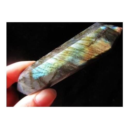 50g Natural beautiful labradorite QUARTZ CRYSTAL WAND POINT HEALING