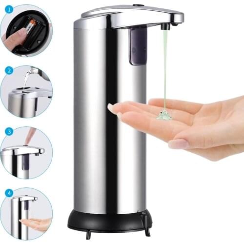 250ml Stainless Steel Automatic Soap Dispenser Handsfree Automatic IR Smart Sensor Touchless Soap Liquid Dispenser