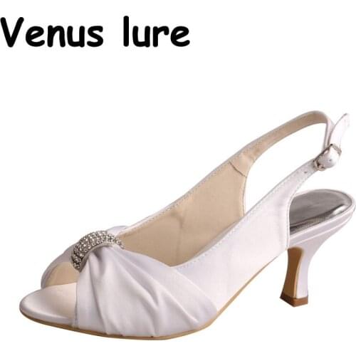23 Colors Slingback White Dressy Shoes for Women Sandals Mid Heel Bridal Shoes