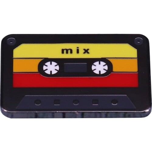 Retro 80s Mix Tape Lapel Pin Music Cassette Badge Art Jewelry