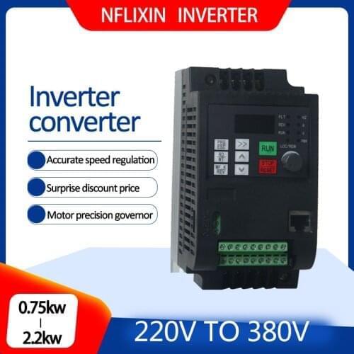 VFD Inverter 1.5kw/2.2kw 220V in and 380V out single phase 220V household electric input and Real Three-phase 380V output