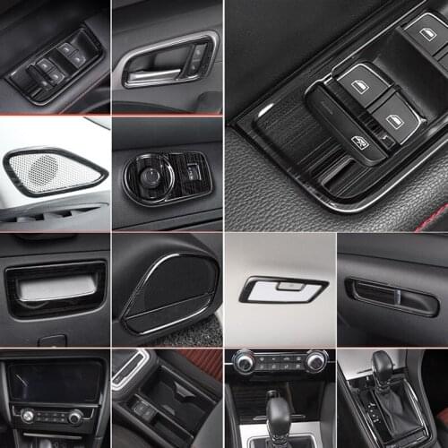 Black for MG MG6 2018-2019 Stainless Steel Interior Modification Handrail Handle Gear panel Glass Lift outlet Decoration frame