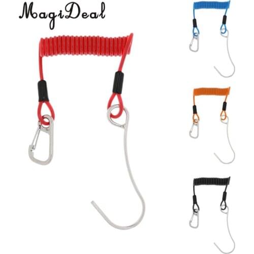 Scuba Diving Dive Reef Hook with Retractable Coil Lanyard Attachment 4 Color for Kayaking Rafting Sailing Diving Surfing Access