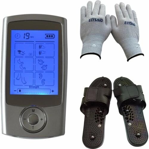 TENS Unit Dual Channle Output TENS/EMS Digital Therapy Pain Relief Electrical Nerve Muscle Stimulator With Gloves And Slipper