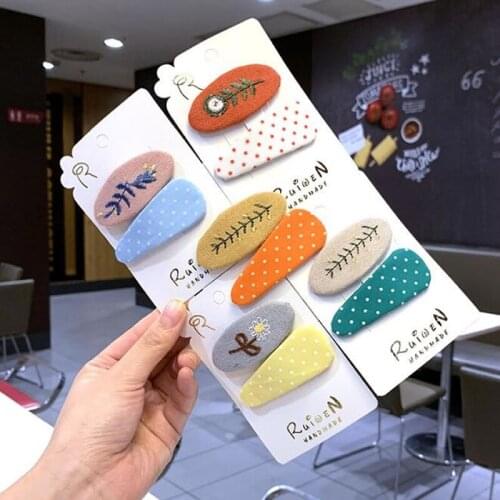 Childrens hair accessories color fabric hairpin embroidery hairpin parent-child BB clip suit female baby stream seaside clip