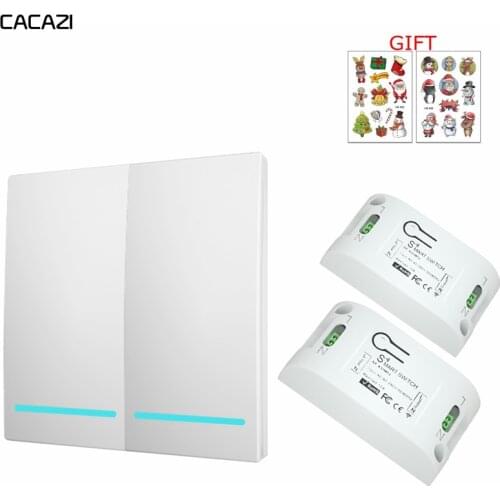 CACAZI 433Mhz Home Wall Panel Wireless smart push Switch Light button RF Remote Control AC 90-250V Receiver Bedroom Ceiling Lamp