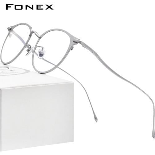 FONEX Pure Titanium Eye Glasses Frames for Women Retro Round Prescription Eyeglasses Men New Vintage Myopia Optical Eyewear 8509