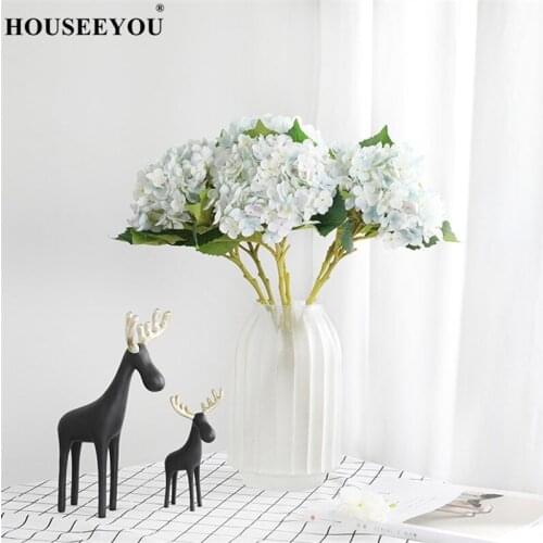 Artificial Flowers Large Hydrangea Branch with Leaves Party Wedding Decoration Fleur Artificielle Silk Home Ornaments