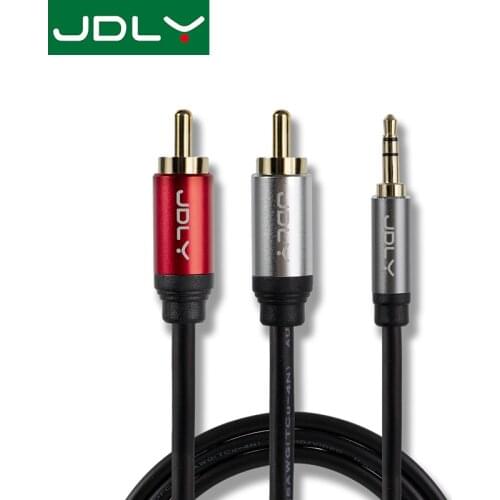 JDLY Cable de 2RCA to 3.5mm high fidelity braided audio cable for DJ controllers, speakers, recorders, televisions, car stereos