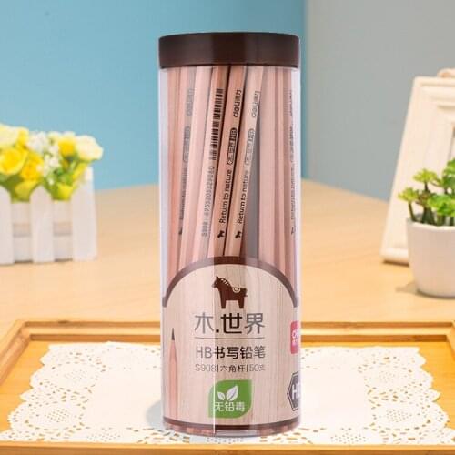 1pcs Deli s907/ HB/2B log pencil pen pencil pencil barrel hexagonal positioning Deli pencil