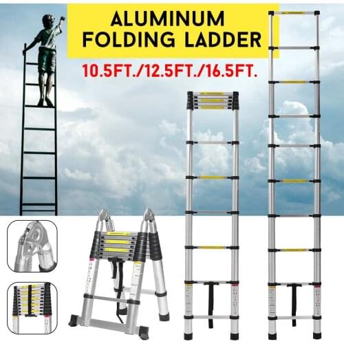 2.5+2.5M Folding Ladder Alloy Aluminium&3.8/3.2M Retractable Multifunctional Telescopic Extension herringbone Ladder Drywall Too